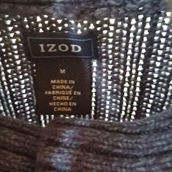 Izod Knitted Split Button Collared Sz. M Short Sleeve Sz. M Blue Cardigan - Picture 4 of 9